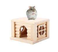 Casa Hamster Cabaña Hamster de Madera Natural Top Plano Habitación pequeña para Mascotas Casa de Animales pequeños con Ventana para Todos Hamster