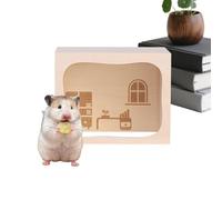 Casa hámster | Juguetes de Madera con Tapa abrible para Las Mascotas | Recinto para Hámster con Juguete De Ratón | para Jugar, Explorar, Conejos, Hurones, erizos, Animales pequeños en Interiores