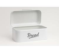 CASA HEAVEN Panera con tapa, caja grande para mantener el pan crujiente de metal, apta para galletas, conserva durante mucho tiempo sin humedad, diseño retro (blanco, pequeño)