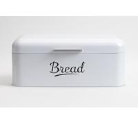 CASA HEAVEN Panera con tapa, caja grande para mantener el pan crujiente de metal, apta para galletas, conserva durante mucho tiempo sin humedad, diseño retro (blanco, grande)
