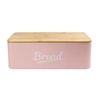 CASA HEAVEN Panera con tapa de bambú, 35 x 23 x 13 cm - Conserva pan fresco, grado alimenticio, diseño elegante rosa claro XXL - para pan, pasteles y aperitivos