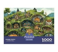Casa Hobbit Paisaje Puzzle de 1000 Piezas Puzzle para Adultos Escena Nocturna Relajación Juego Familiar Decoración 52x38cm/1000pcs