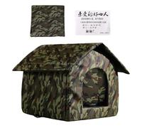 Casa impermeable para gatos al aire libre, 41 x 41 x 33 cm, Oxford impermeable, semicerrada, con clavos de fijación, puerta y cojín, cálida, plegable, para dormir animales callejeros en invierno