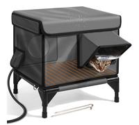 Casa Impermeable para Gatos De Exterior, Refugio Extra Grande para Gatos, Casa para Mascotas con Base Elevada, Aleros Impermeables Y Puerta De Escape, Caseta para Callejeros para Varios Gat Gray 2 M