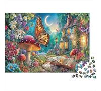 Casa mágica Rompecabezas 1000 Piezas Moonlit Casa mágica Butterfly Art Print Estéticos Y Desafiantes Decoración del Hogar Regalos para Mujeres, Regalos para Hombres Entretenimiento Creativo Pa