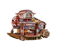 ＡＷＨＡＯ Casa Miniatura Japonesa DIY con Kit de Construcción y Muebles Diorama de Sushi Muñecas y Adecuada para