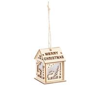 Casa Miniatura Navideña de Madera Luminosa, Adorno Colgante | Decoración Festiva para Hogar, Modelo Ensamblado, Adecuado, Pintura y Dibujo, Mejora Motricidad