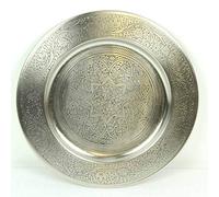 Casa Moro Bandeja de servir marroquí Hoyam Ø 50 cm redonda metal en plata Oriental Teetablett Artesanía Marrakech Ramadán Bandeja Decoración Mesa Mesa TTB508S