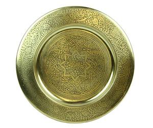 Casa Moro Bandeja de servir marroquí Nermín, diámetro 50 cm, redonda, de metal en aspecto dorado antiguo, bandeja de té oriental, artesanía de Marrakech | TTB508G