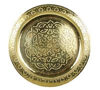 Casa Moro - Bandeja Redonda de latón marroquí Karam, diámetro de 50 cm, de Color Dorado, artesanía auténtica de Marrakesch | TA6051