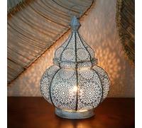 Casa Moro | Farol Oriental Alima Blanco Oro, Altura 30 cm Metal portavelas marroquí, Farol de jardín colgado o de pie, Bonito Farol de Mesa para Bodas, Celebraciones, decoración, LN2050