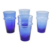 Casa Moro Juego de 4 vasos para latte macchiato, vasos largos, cócteles, café helado, vasos de postre, vasos de cóctel, color azul