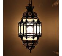 Casa Moro | Lamia Lámpara oriental de 60 cm de altura, 26 cm de diámetro, de metal y cristal de leche, artesanía de Marrakech, lámpara colgante marroquí como de 1001 noches | L1361
