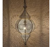 Casa Moro | Lámpara oriental Jamila blanca con dosel de cadena colgante y enchufe E27 | Artesanía | Hermoso colgante como de 1001 noches | LN2020