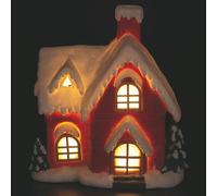 Casa navideña de poliresina 31 x 34 x 36,5 cm con LED y música, Santa's House