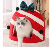 Casa NavideñA para Gatos - árbol de Navidad para Gatos - Cueva para Gatos con Cojín ExtraíBle, Regalo para Amantes de los Gatos, Casa Interior para Gatos, 36 X 36 cm