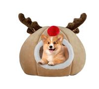 Casa navideña para Gatos - Cama cálida para Mascotas Cueva navideña para Gatos | Cama para Tienda de campaña para Perros, Interior Lavable para Gatos, Cama semicerrada para Cachorros y Gatitos