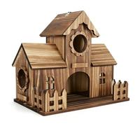 Casa pájaro Madera Exterior - rústica Natural | Albergue para carboneros & gorriones (cría, alimentación, cobijo) | jardín árbol, balcón, terraza, Patio, Parque, Granja
