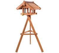 Casa Para Aves Comedero Para Aves Casa KARLA Pino Con Tejado De Juncos Y Soporte