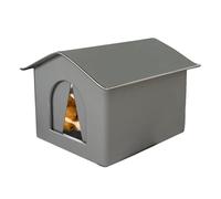 Casa para gatos al aire libre, de refugio salvaje impermeable, cabina para mascotas aislada a la intemperie | Casa de de madera, cabaña cálida con apertura de escape para porche, jardín
