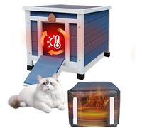 Casa para gatos al aire libre Feral Kitty Shelter con forro aislante para invierno, impermeable, conejera para conejos y gatos