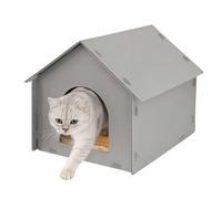 Casa para gatos al aire libre, impermeable, cerrada para gatos, acogedora casa para gatos con alfombrilla suave con descanso cómodo, diseño compacto, resistente a la intemperie, rejilla de metal