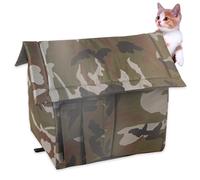 Casa para gatos al aire libre, impermeable, resistente al viento, con aislamiento Oxford, refugio para gatos salvajes con etiqueta, relleno de esponja, perrera desmontable con cremallera para in