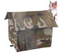 Casa para Gatos al Aire Libre, Impermeable, Resistente al Viento, Tela Oxford térmica, Refugio para Gatos Salvajes con Etiqueta, Relleno de Esponja, Perrera Desmontable con Cremallera para Exterior