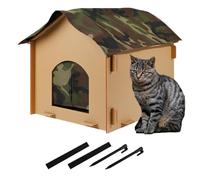 Casa para gatos al aire libre | Refugio cálido impermeable para gatos callejeros | Casa plegable para gatos con almohadilla para dormir y clavos de tierra | Perfecto para cuidar a los dueños de gatos
