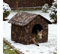 Casa para gatos al aire libre, refugio para gatos al aire libre aislado a la intemperie, 13.7 x 11.8 x 13.7 pulgadas, casa exterior a prueba de agua para mascotas exteriores en invierno