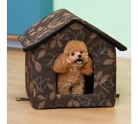 Casa para gatos al aire libre, refugio para gatos al aire libre aislado a la intemperie, 17.7 x 15.7 x 17.7 pulgadas, casa exterior a prueba de agua para mascotas exteriores en invierno