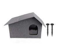 Casa para Gatos al Aire Libre, Refugio Plegable Espacioso y Resistente al Agua y a Las inclemencias del Tiempo para Gatos de Todas Las Estaciones, con Cortinas Adhesivas para la PU (Gris)