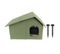 Casa para Gatos al Aire Libre, Refugio Plegable Espacioso y Resistente al Agua y a Las inclemencias del Tiempo para Gatos de Todas Las Estaciones, con Cortinas Adhesivas para la PU (DE Verde)