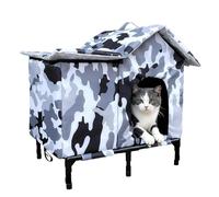 Casa para gatos al aire libre resistente a la intemperie - 48 x 33 x 53 cm - Santuarios para gatos callejeros con puertas, refugio aislado cálido para invierno - Recinto portátil para gatos salvajes