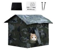 Casa para gatos al aire libre: tienda de campaña aislada impermeable, refugio para mascotas a prueba de viento | Diseño de acolchado térmico de esponja gruesa, cortina de puerta extraíble para balcone