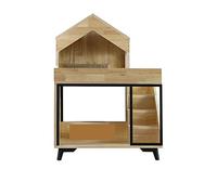 Casa para gatos Alimentador automático para gatos Agua de alimentación Transparente Almacenamiento en casa de familia integrado Marco de escalada para gatos Villa Nido Casa para mascotas (Color: A)