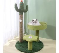 Casa para Gatos, árbol para Gatos de 27,5 Pulgadas, Torre de Cactus para Gatos con Poste rascador Cubierto de sisal, Nido Acogedor, Perchas de Felpa y Bolas mullidas para Gatos de Interior