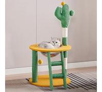 Casa para Gatos, árbol para Gatos, Torre para Gatos con Forma de Cactus y Poste rascador Cubierto de sisal, Acogedor condominio, Perchas de Felpa y Pelotas mullidas para Gatos de Interior