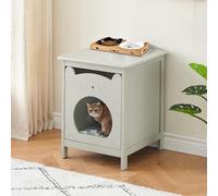 Casa para gatos, armario para arena para gatos, caja de arena para gatos, con puerta individual, 47,5 × 50,8 × 60,5 cm, gran espacio de almacenamiento, cajonera de madera para gatos, mesita de noche