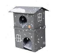 Casa para gatos, cabaña semicerrada extraíble de 2 niveles | Cama cueva para gatos - para jugar en interiores durante las cuatro estaciones, relajación, descansar, dormir, siesta, rascarse