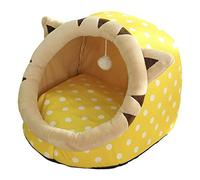 Casa para Gatos Cama Cuevas Portátil Mascotas Suede Acolchada Antideslizante con Forma Animal Adecuada para Gatos Perros Pequeños Conejos Uso en, 43x40x35cm Amarillo