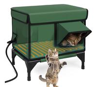 Casa para gatos climatizada con dos salidas, ventana de techo, diseño elevado para refugio de invierno al aire libre de gatos salvajes y de granero