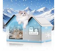Casa para gatos climatizada con termostato inteligente, refugio de invierno para gatos salvajes y perros pequeños, casa de gatitos climatizada para protección exterior resistente a la intemperie,