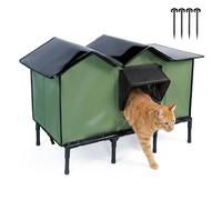 Casa para gatos climatizada para exteriores, refugio aislado de invierno resistente a la intemperie, 30 x 14 x 20 pulgadas, extragrande elevada con calentador cálido y cama térmica impermeable para