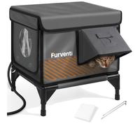 Casa para gatos climatizada para exteriores, soportes de cámara duales, 100% resistente a la intemperie y extremadamente aislada, refugio elevado para gatos salvajes con puerta de escape, aleros