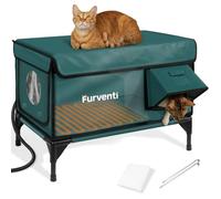 Casa para gatos climatizada para exteriores, soportes de cámara duales, 100% resistente a la intemperie y extremadamente aislada, refugio elevado para gatos salvajes con puerta de escape, aleros