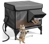 Casa para gatos climatizada para invierno al aire libre, refugio aislado para gatos salvajes con dos salidas y puerta de escape con cerradura magnética, impermeable