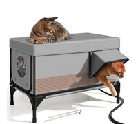 Casa para gatos con calefacción, refugio aislado resistente a la intemperie con puerta de escape para gatos salvajes al aire libre