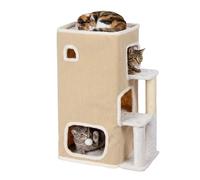 Casa para gatos, cueva, cama, escondite, acogedora de 3 niveles con pelota