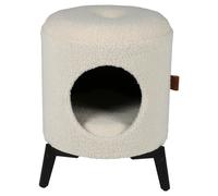 Casa Para Gatos D&D Jean Blanca 35x35x48 CM, Elegante Con Cojín, Hasta 80 KG